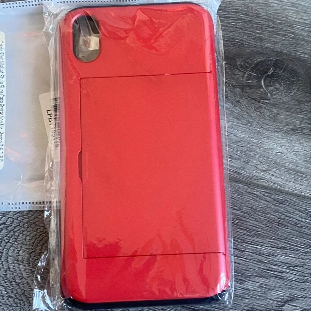 Unbranded iPhone XR Hard Case Cell Phone Case With Wallet Back-Red-New